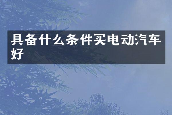 具备什么条件买电动汽车好
