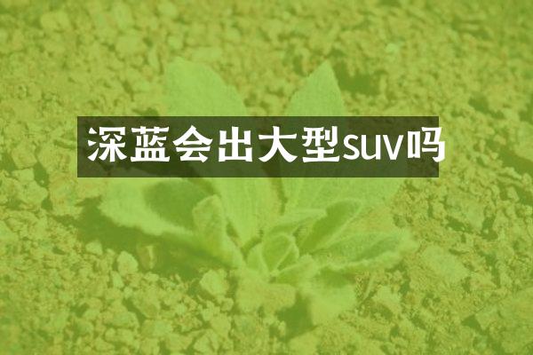 深蓝会出大型suv吗