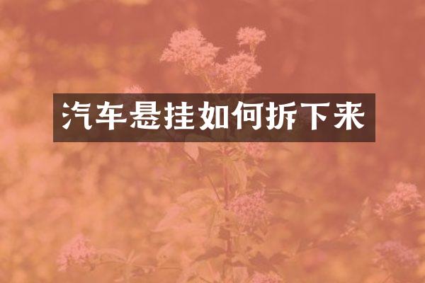 汽车悬挂如何拆下来