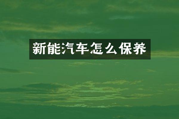 新能汽车怎么保养
