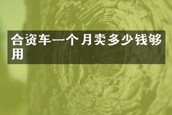 合资车一个月卖多少钱够用