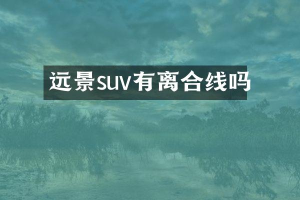远景suv有离合线吗