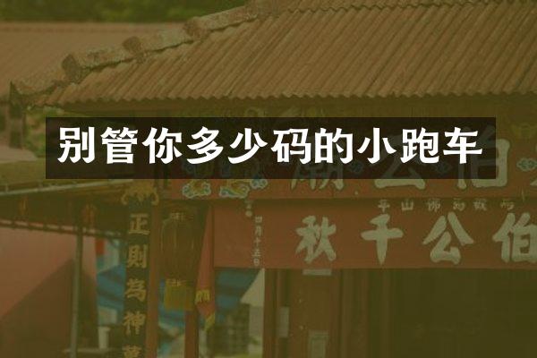 别管你多少码的小跑车