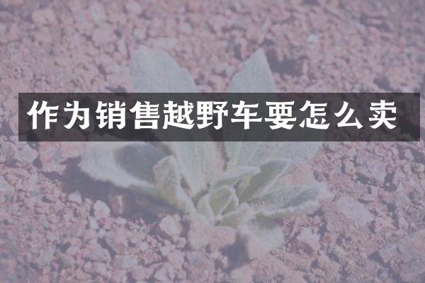 作为销售越野车要怎么卖