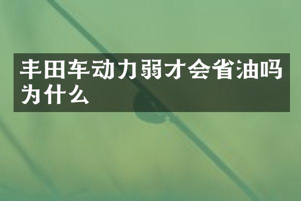 丰田车动力弱才会省油吗为什么