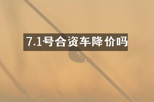 7.1号合资车降价吗