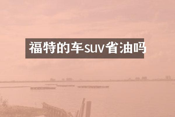 福特的车suv省油吗