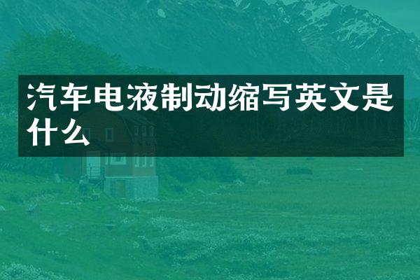 汽车电液制动缩写英文是什么