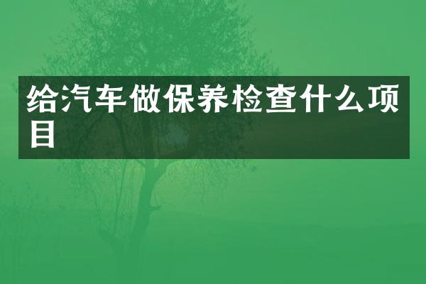 给汽车做保养检查什么项目