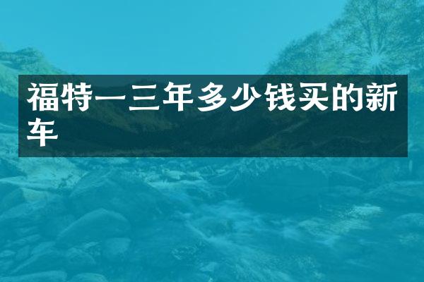 福特一三年多少钱买的新车