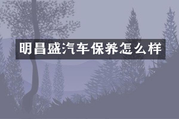 明昌盛汽车保养怎么样