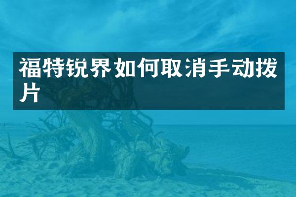 福特锐界如何取消手动拨片