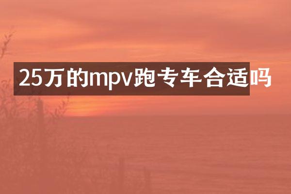 25万的mpv跑专车合适吗