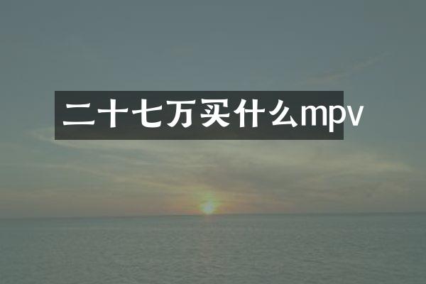 二十七万买什么mpv