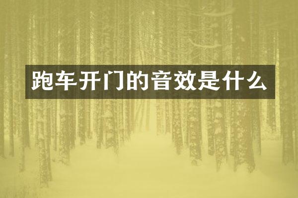 跑车开门的音效是什么