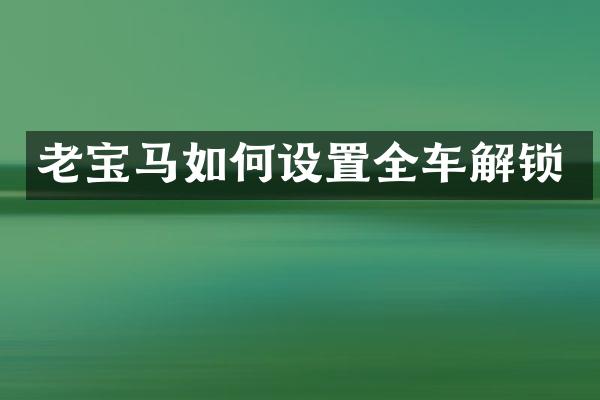 老宝马如何设置全车解锁