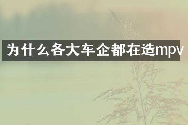 为什么各大车企都在造mpv