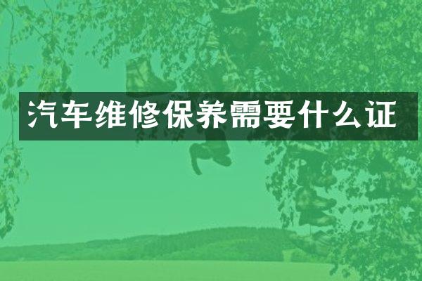 汽车维修保养需要什么证