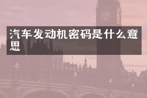 汽车发动机密码是什么意思