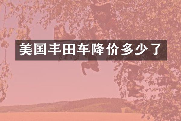 美国丰田车降价多少了