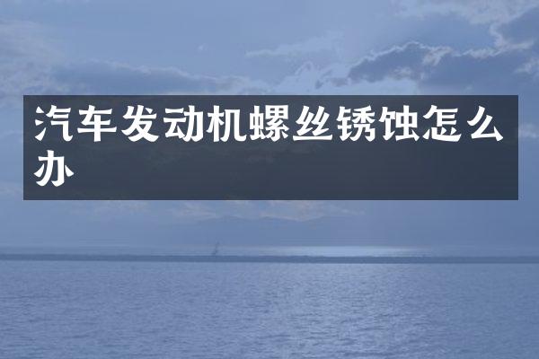 汽车发动机螺丝锈蚀怎么办