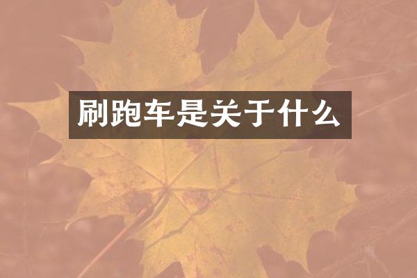 刷跑车是关于什么