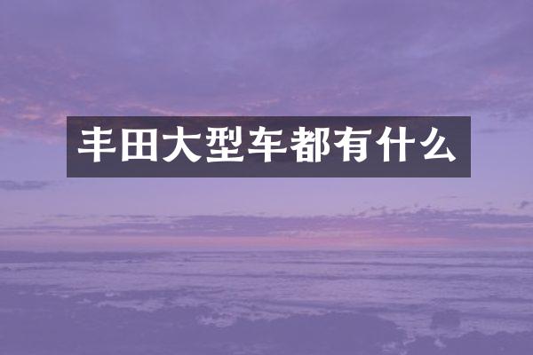 丰田大型车都有什么