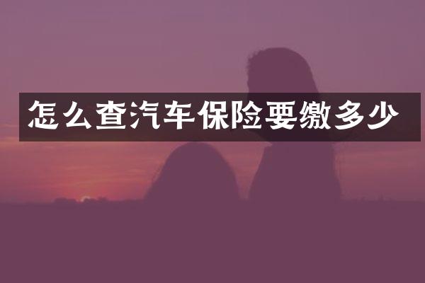 怎么查汽车保险要缴多少