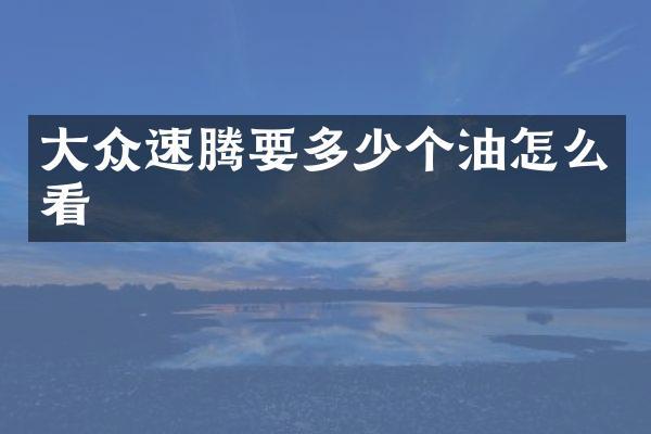 大众速腾要多少个油怎么看