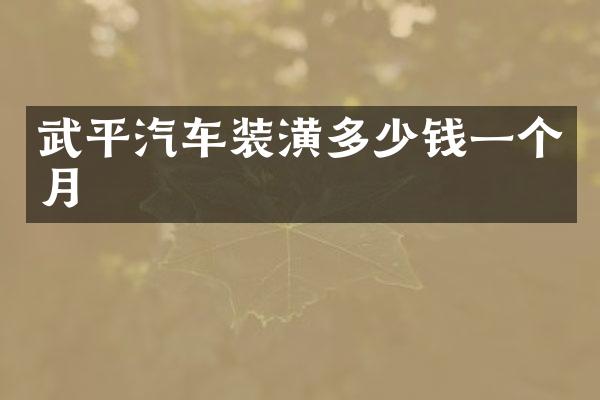 武平汽车装潢多少钱一个月