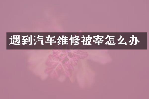 遇到汽车维修被宰怎么办