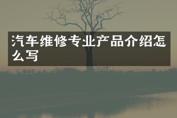 汽车维修专业产品介绍怎么写