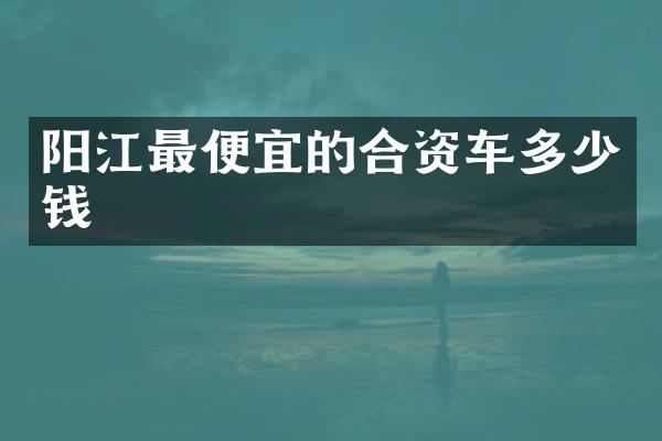 阳江最便宜的合资车多少钱