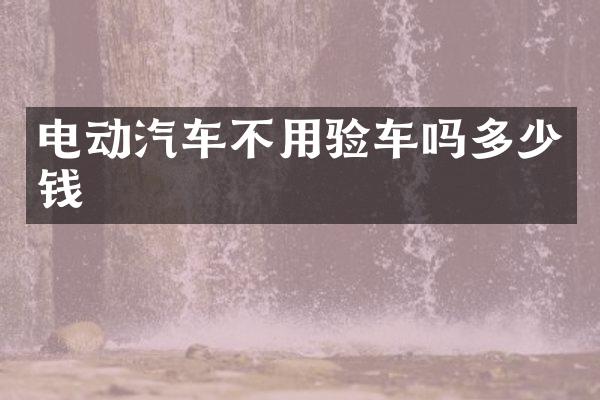 电动汽车不用验车吗多少钱