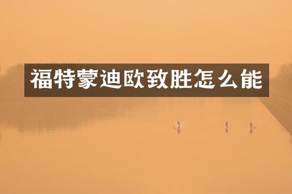 福特蒙迪欧致胜怎么能