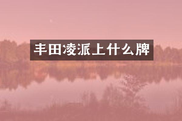 丰田凌派上什么牌