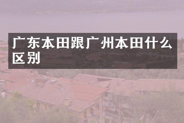 广东本田跟广州本田什么区别
