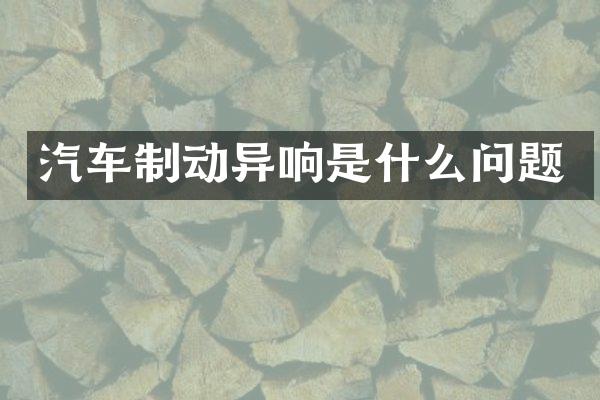 汽车制动异响是什么问题