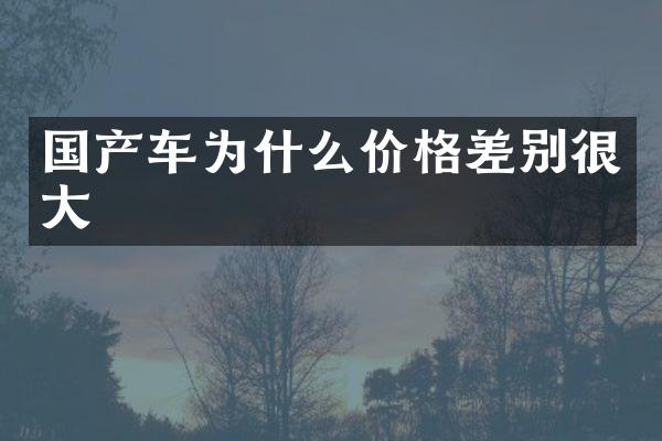 国产车为什么价格差别很大