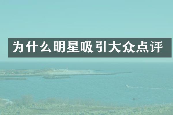 为什么明星吸引大众点评