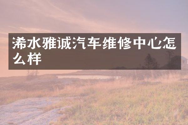 浠水雅诚汽车维修中心怎么样
