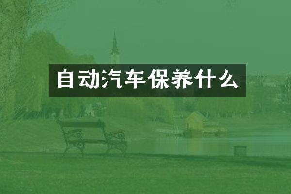 自动汽车保养什么