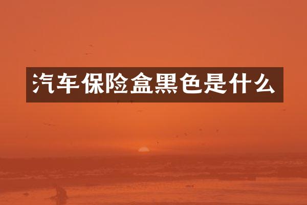 汽车保险盒黑色是什么