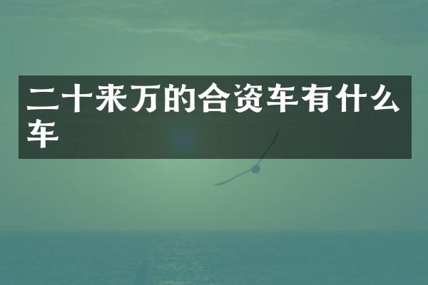 二十来万的合资车有什么车