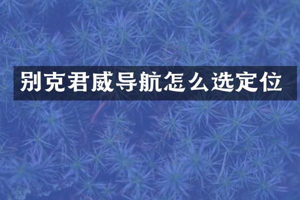 别克君威导航怎么选定位