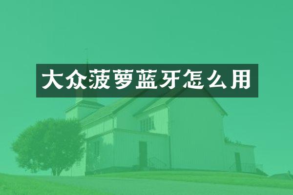 大众菠萝蓝牙怎么用