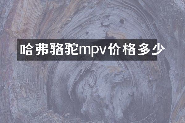 哈弗骆驼mpv价格多少
