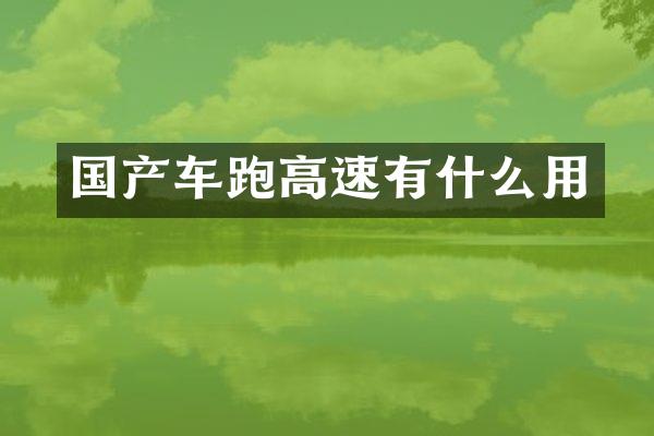国产车跑高速有什么用