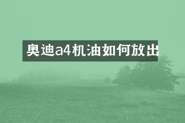 奥迪a4机油如何放出