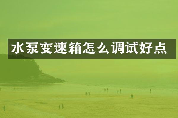 水泵变速箱怎么调试好点